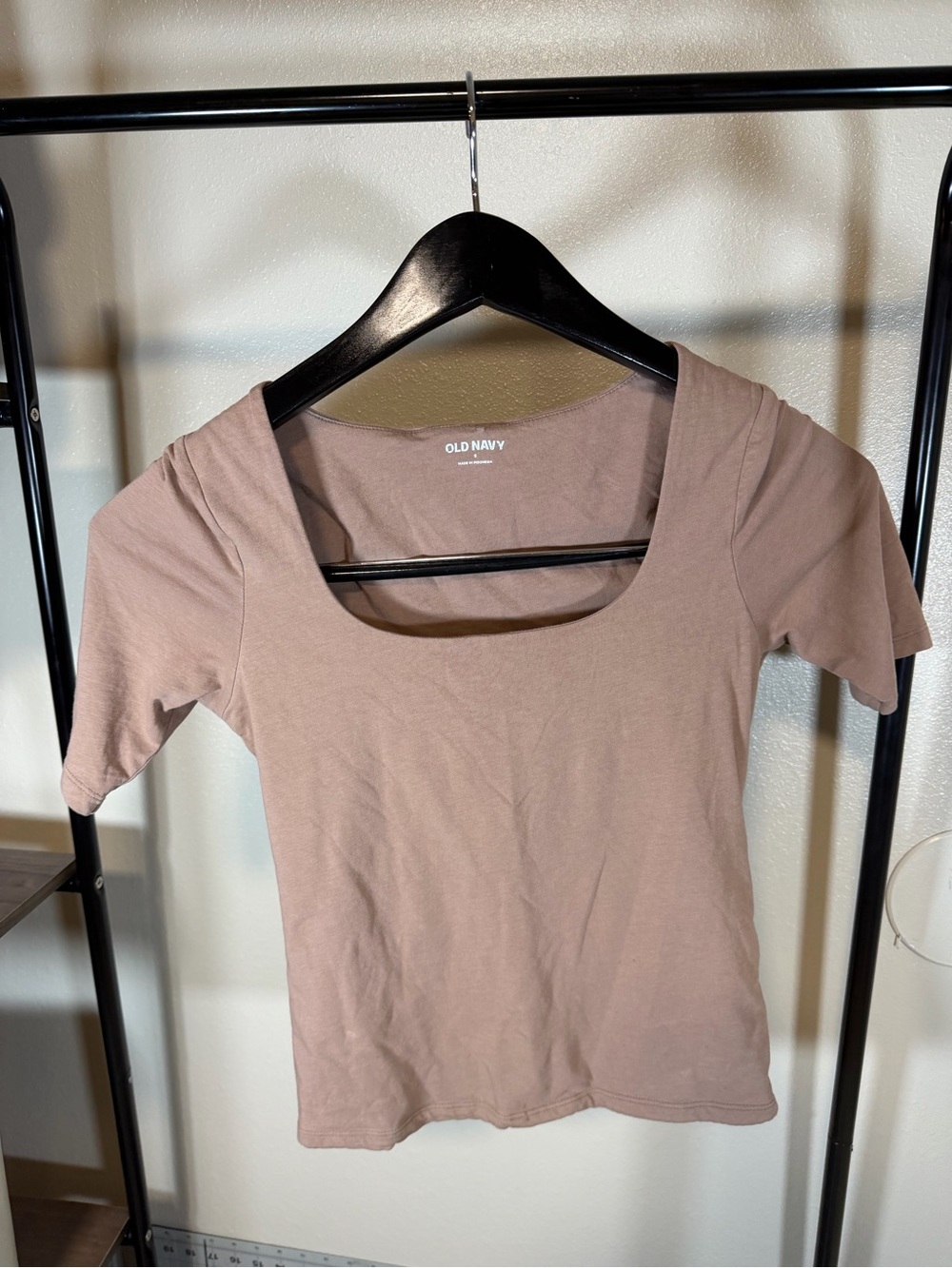Old Navy Mauve Taupe Square Neck Short Sleeve Top